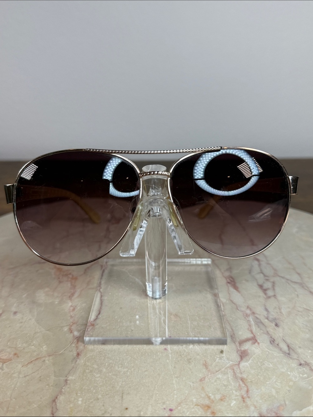 Aviator-Style Brown Gradient Sunglasses - Men - Minor Dots & Scratches